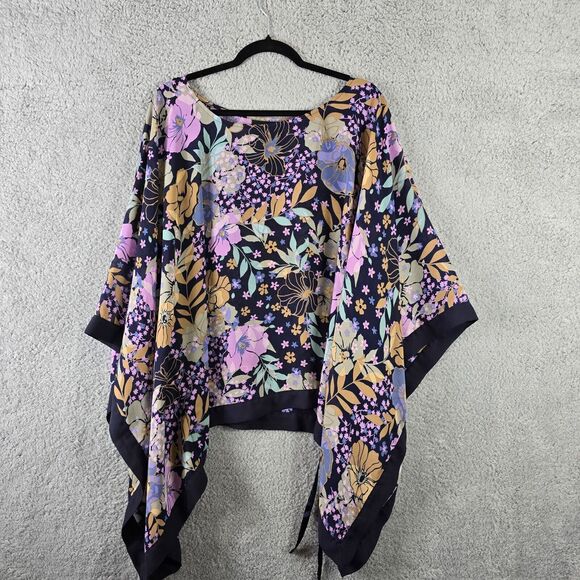 Lane Bryant Duster Poncho Kimono Chiffon Top Sz 22/24 Floral Sheer - Picture 1 of 5